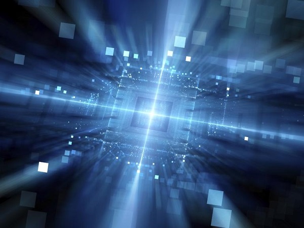 Blue glowing hardware with particles