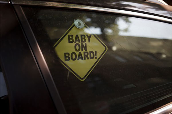 sign baby on board. warning about a child in the car. baby sign in car