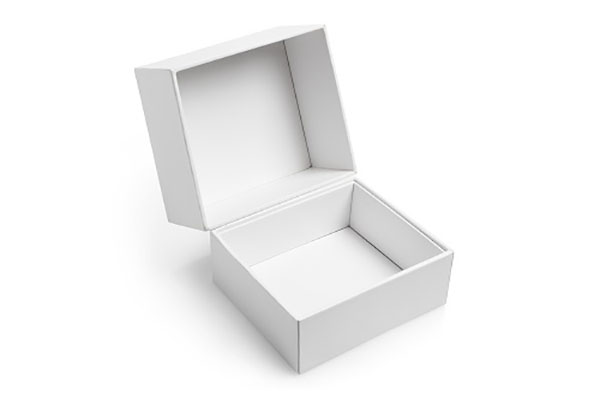 Open empty square box on white