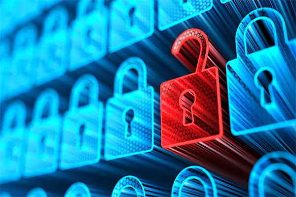 Encryption your data. Digital Lock. Hacker attack and data breach. Big data with encrypted computer code. Safe your data. Cyber internet security and privacy concept. Database storage 3d illustration AI in the Forefront of Evolving Data Privacy Protections 1