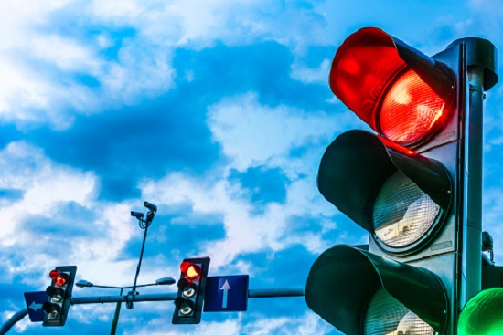 Traffic lights over urban intersection