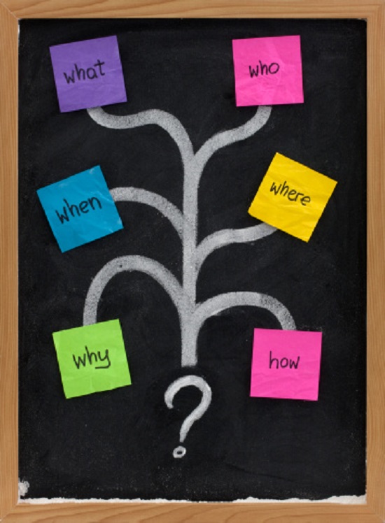what, who, when, where, why, how questions